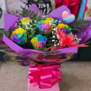 6 rainbow roses