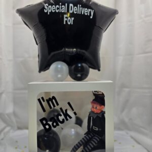 Black and white elf returns box